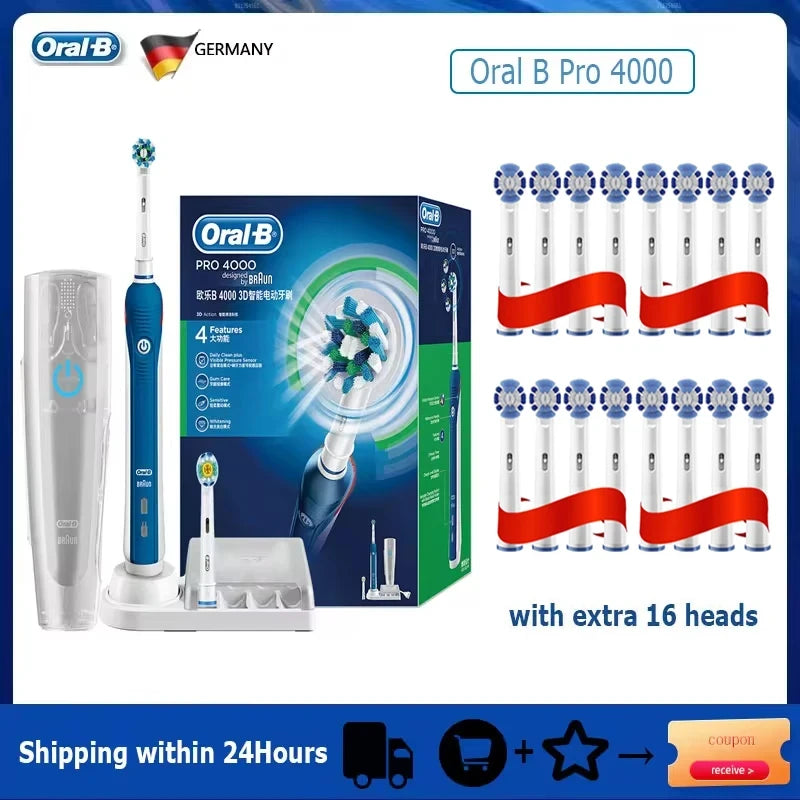 Oral B Sonic Electric Toothbrush PRO4000 RPO600 D12 Vitality Rotating Tooth Brush for Adults Oral Cares Rechargeable Waterproof