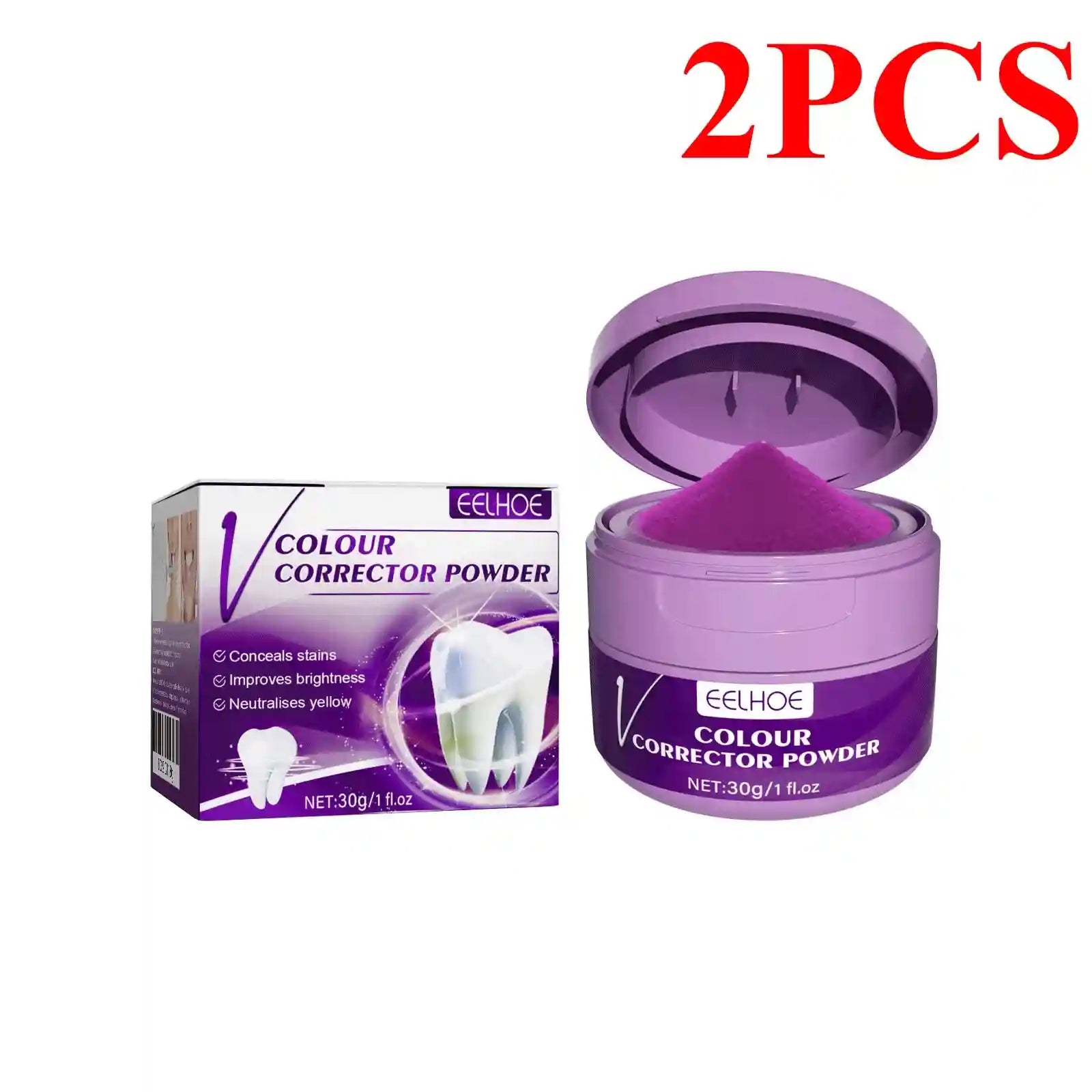 Tidesmit purple teeth whitening powder for plaque removal and fresh breath dental hygiene treatment