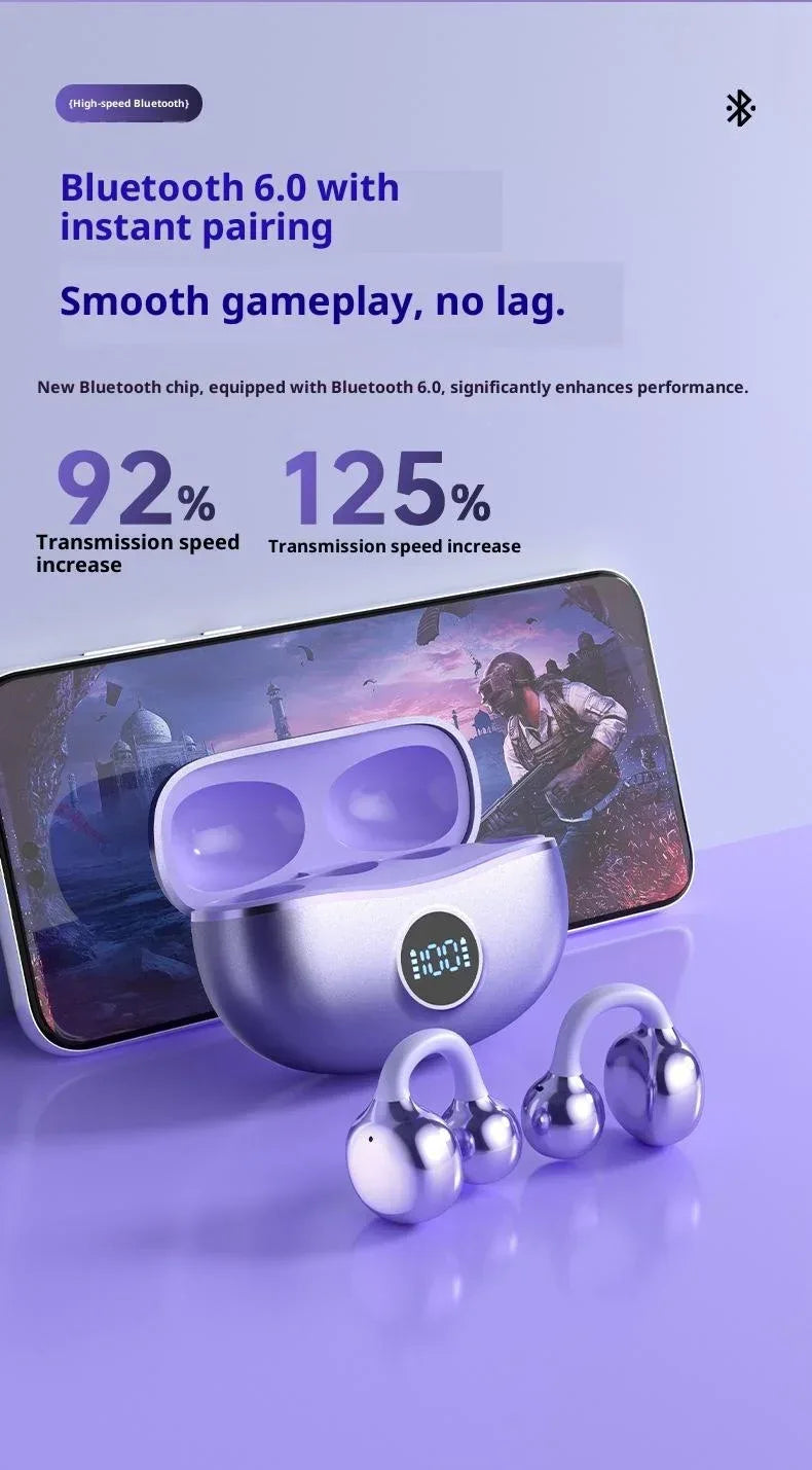 Tidesmit Open-Ear Wireless Sport Earbuds - Secure Clip-On Audio Tidesmit