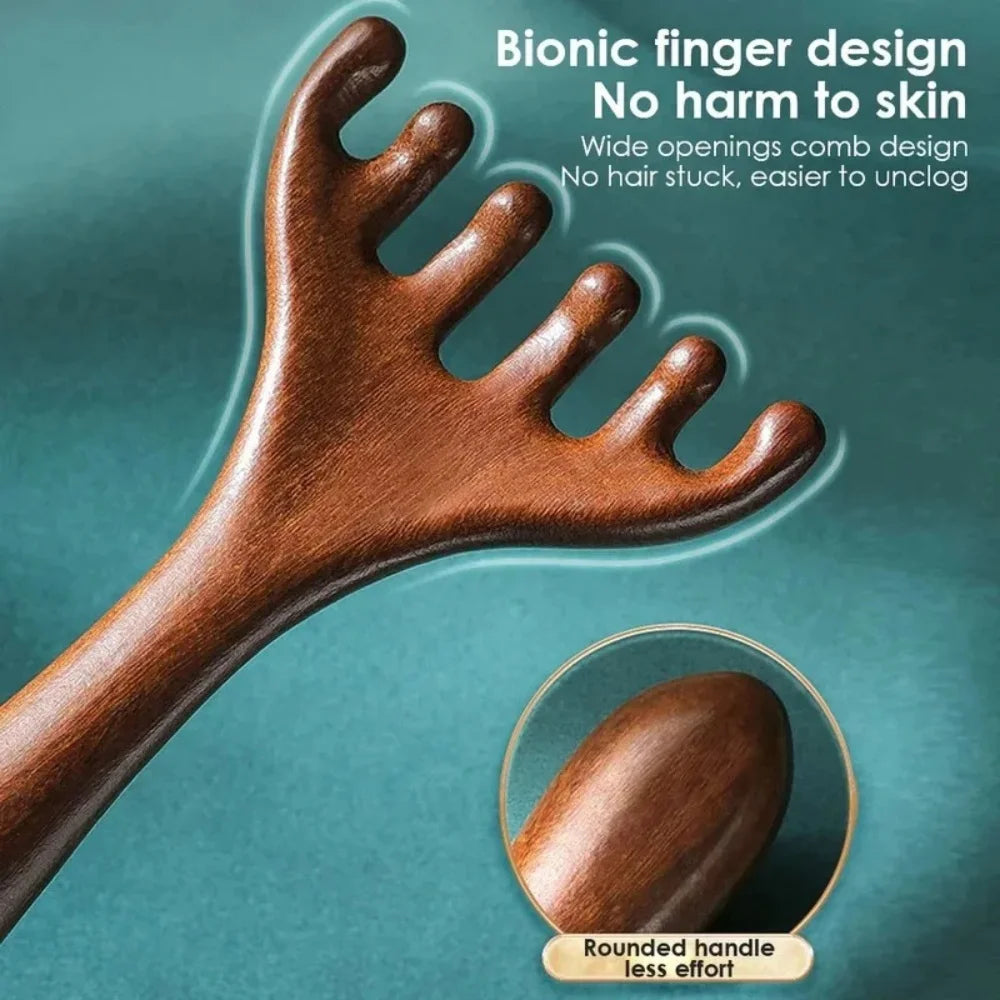Wooden Meridian Massage Comb | Six-Claw Anti-Static Scalp Relaxation Tool Relaxation Treatment Tidesmit