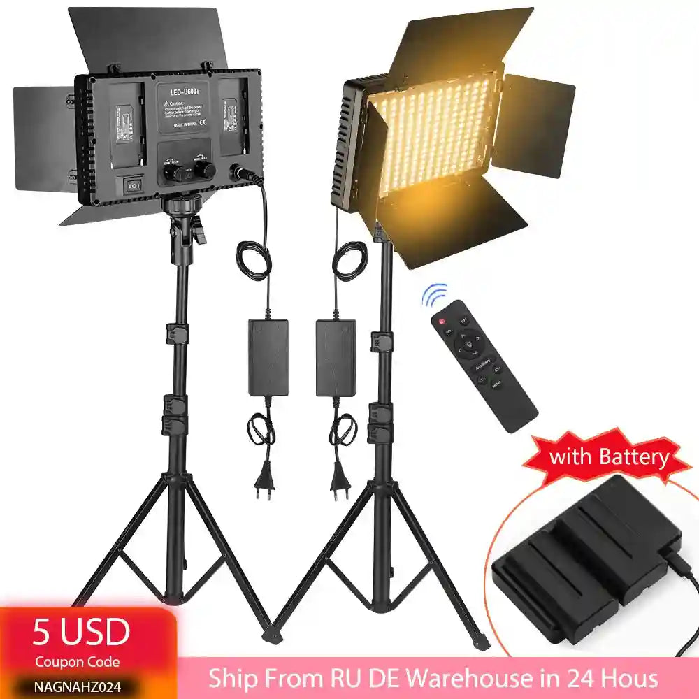 LED Video Light with Tripod Stand - Dimmable Bi-Color Studio Kit Tidesmit