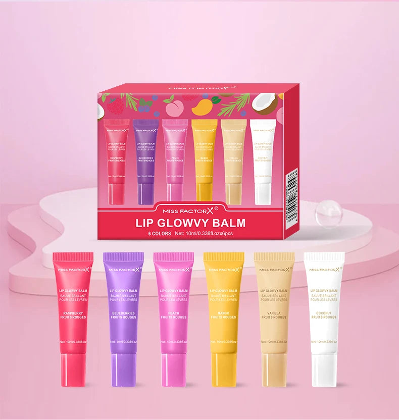 Fruit Flavored Lip Oil Set – 6-Piece Hydrating Lip Care Treatment Lip Care Tidesmit