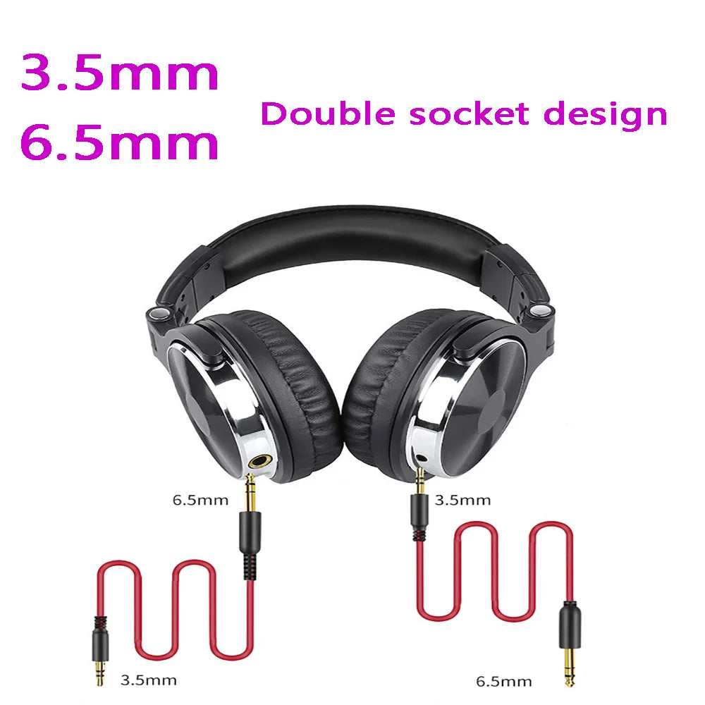 Wired Studio Headphones with Mic, 50mm Drivers - Red/Black or Black Tidesmit
