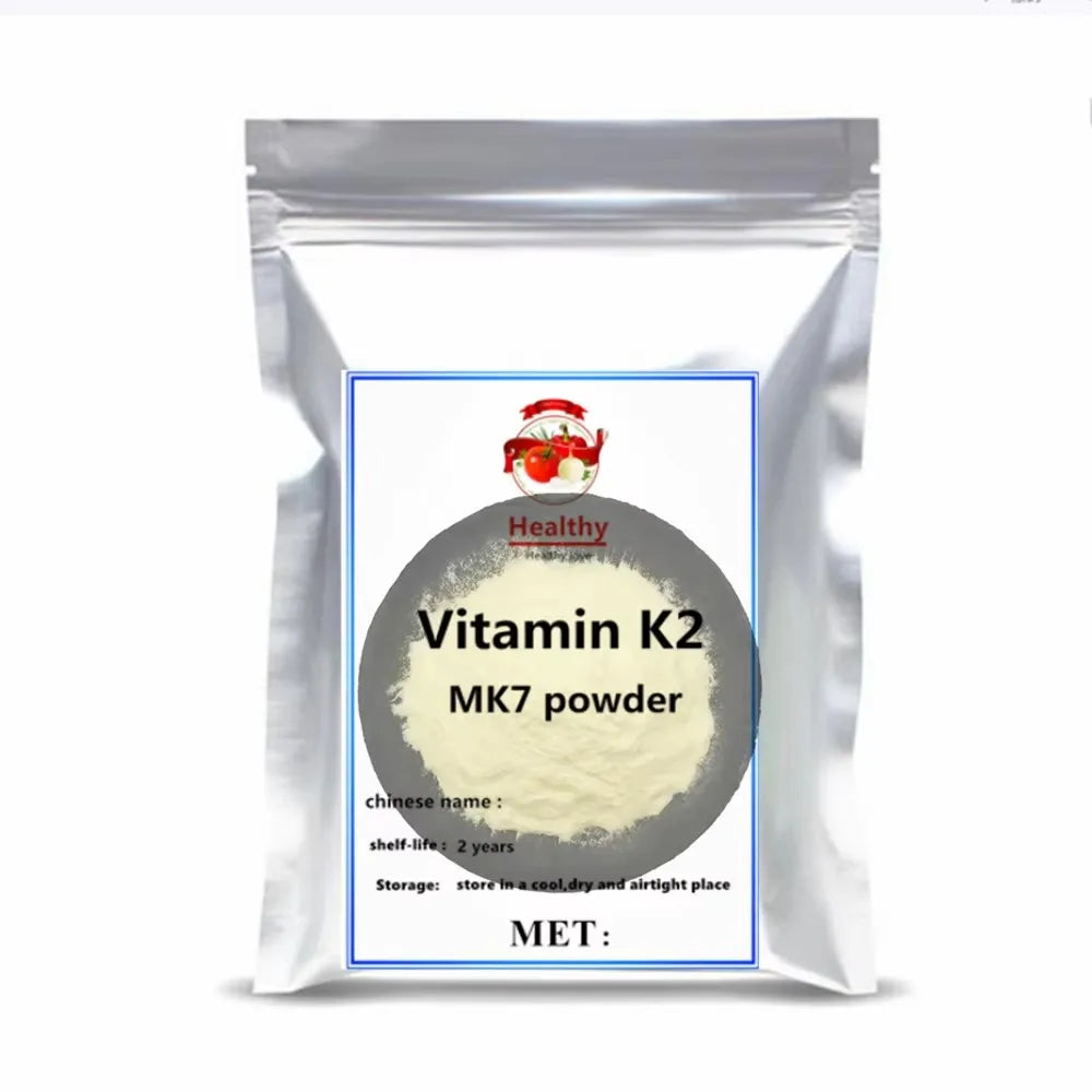 Tidesmit Vitamin K2 MK7 powder for skin brightening and freckle fading, high purity supplement in resealable bag.