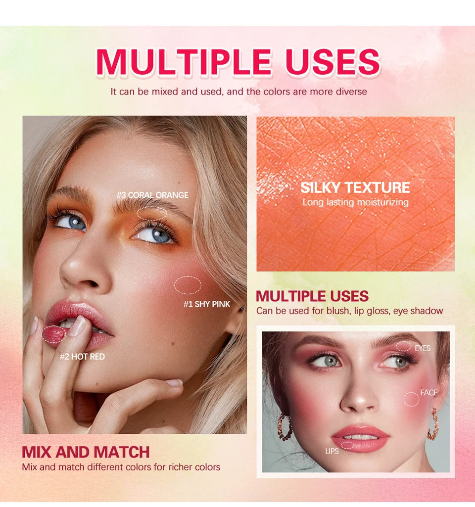 Tidesmit multi-functional blush stick cream blusher with waterproof high pigment formula for brightening face makeup