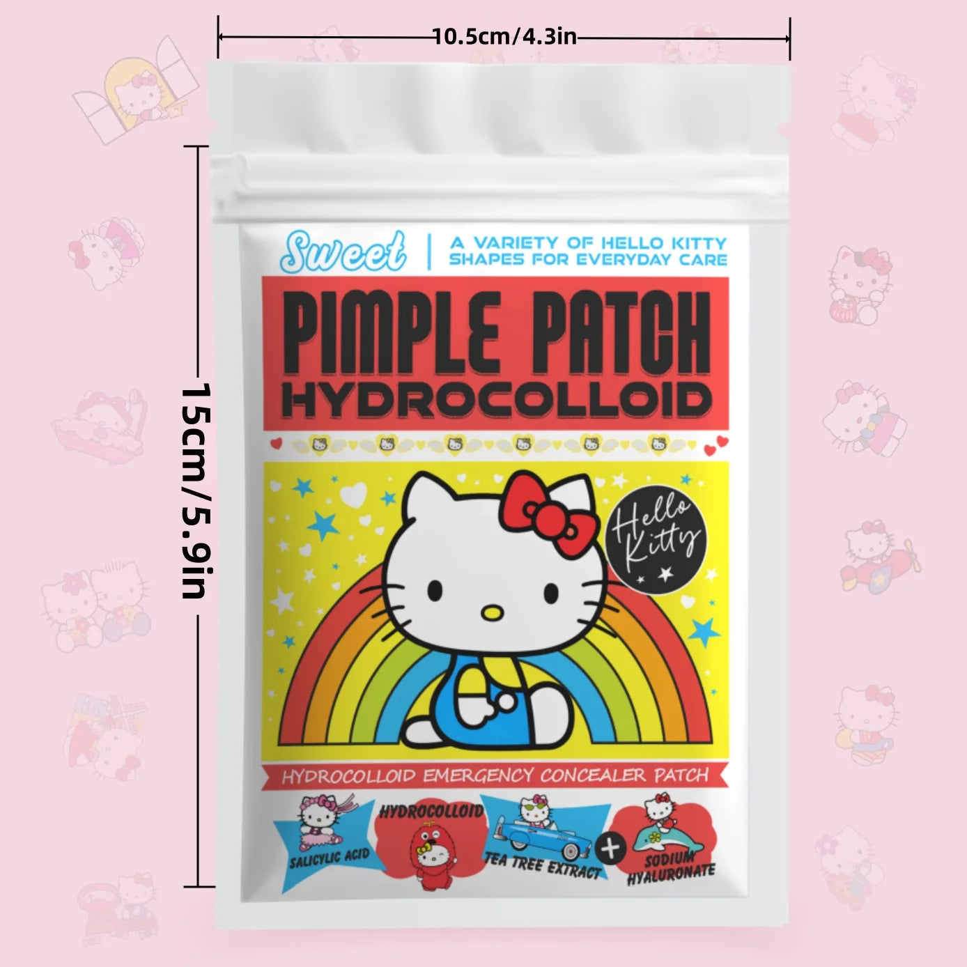 150PCS Hello Kitty Cute Face Stickers, Hydrocolloid Pimple Patches for Invisible Blemish Concealing