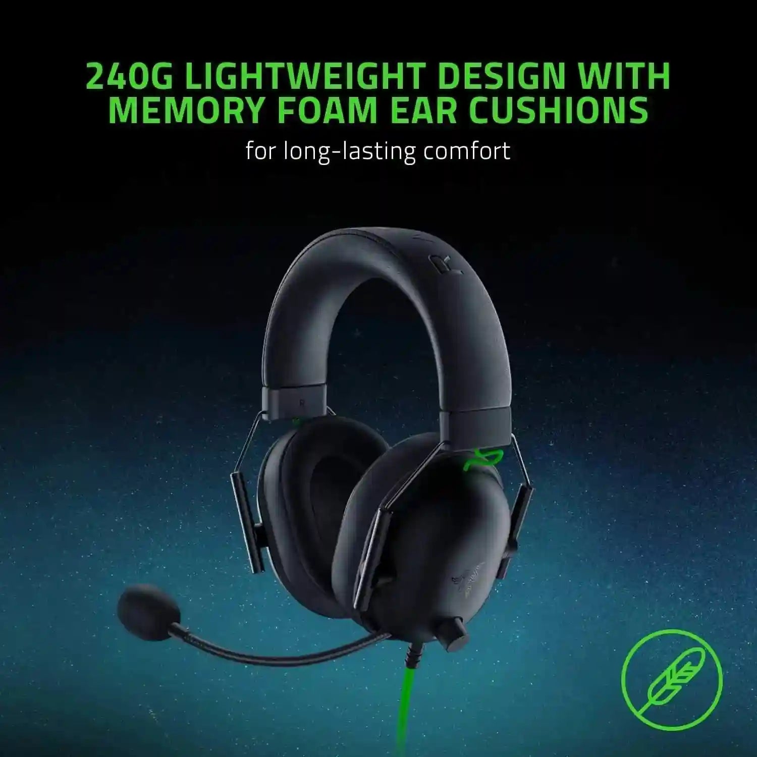 Razer BlackShark V2 X Gaming Headset with 7.1 Surround Sound - Black, White, Green Tidesmit