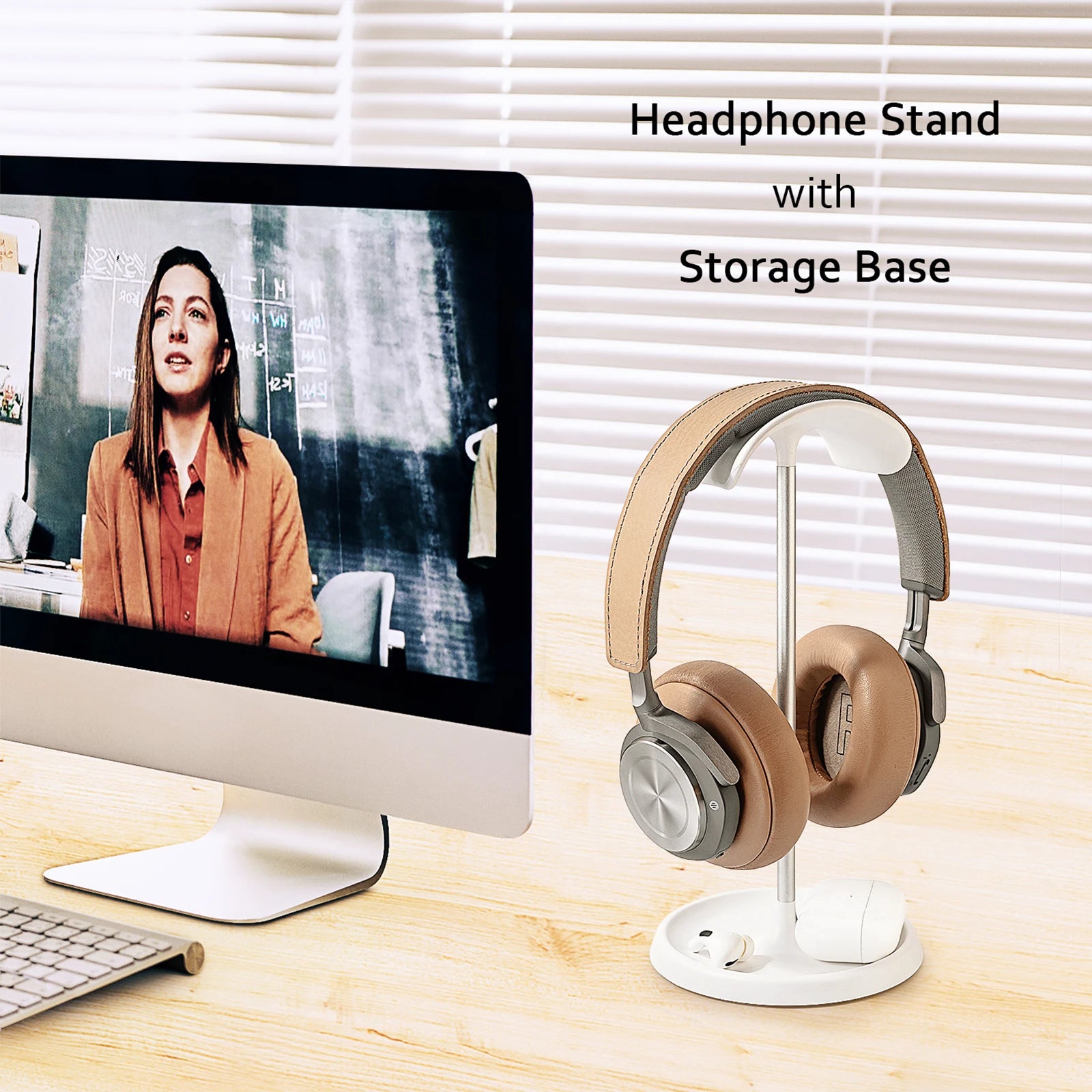 Curved Headphone Stand & Storage Tray for Over-Ear Headphones Tidesmit