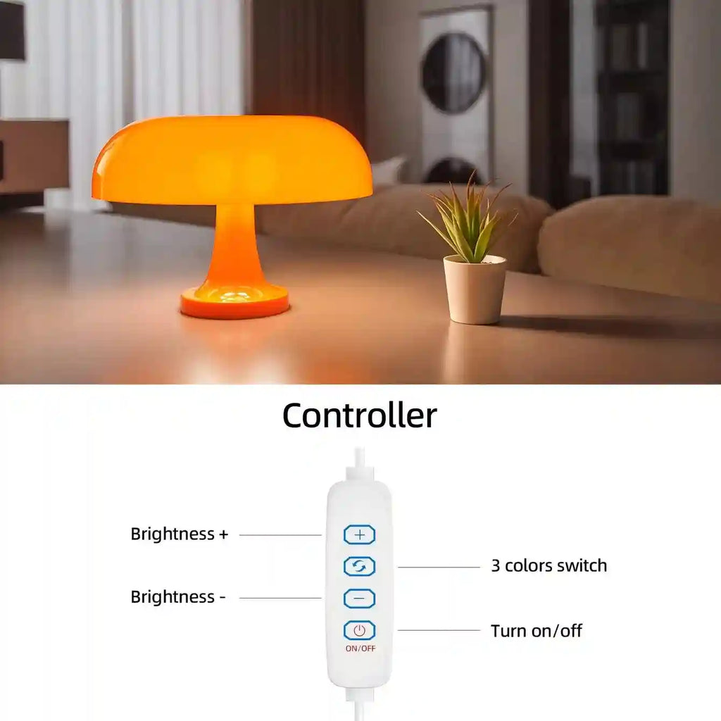Mushroom Table Lamp - Bauhaus Bedside LED Light, 25cm Adjustable Desk Lamp Tidesmit