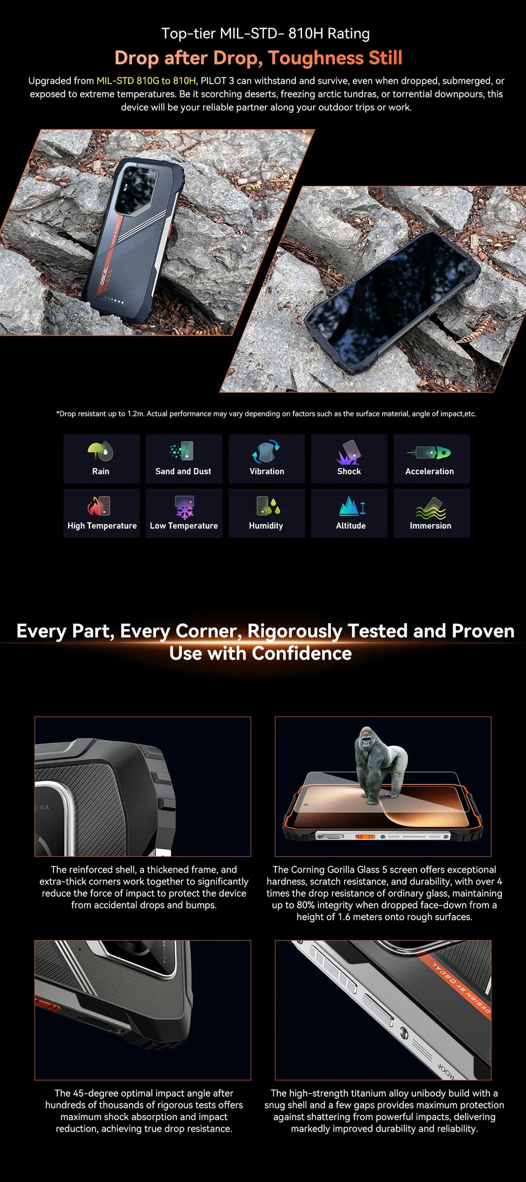 Blackview OSCAL PILOT 3 5G mobile phones AI Rugged Smartphone MTK 6300, 6.78" 2.4K Display 120Hz, 12GB 256GB, 7500Amh Phones