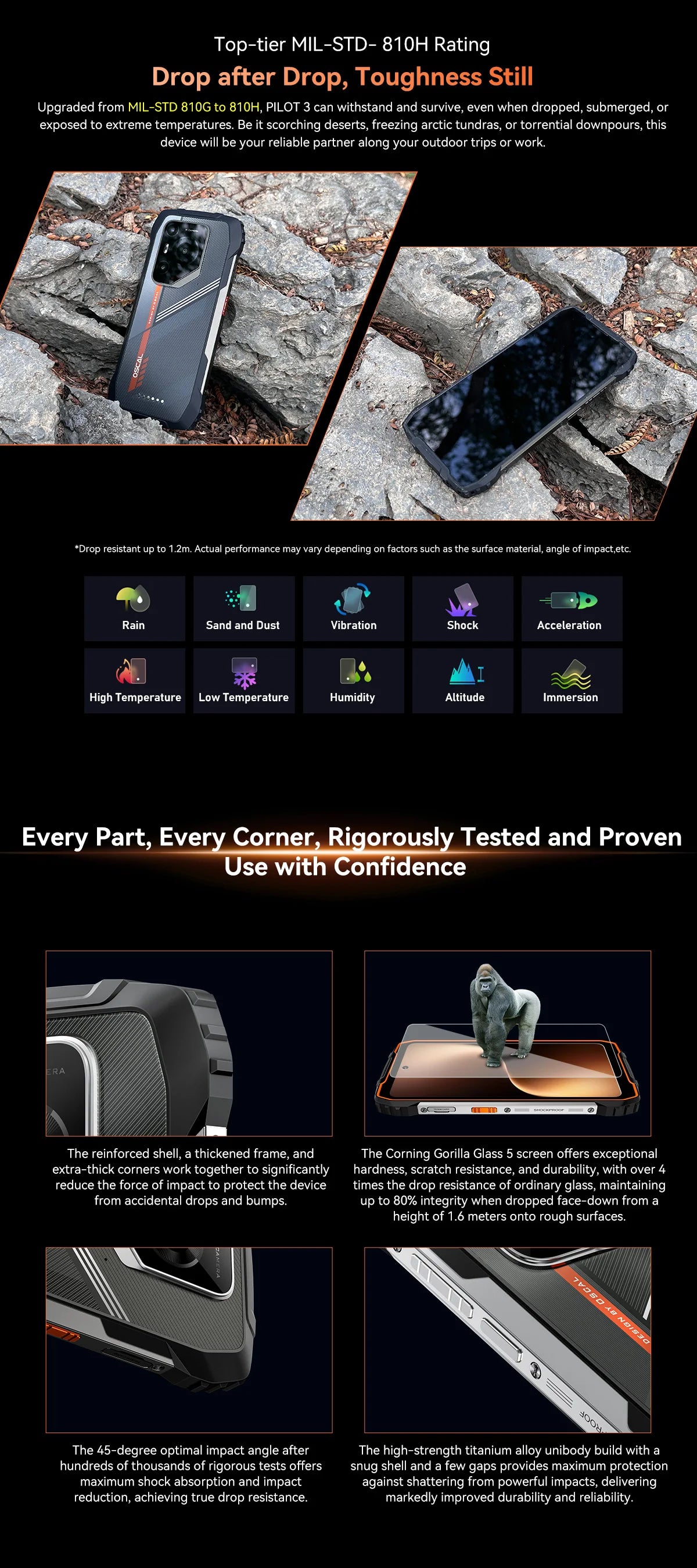 Blackview OSCAL PILOT 3 5G mobile phones AI Rugged Smartphone MTK 6300, 6.78" 2.4K Display 120Hz, 12GB 256GB, 7500Amh Phones