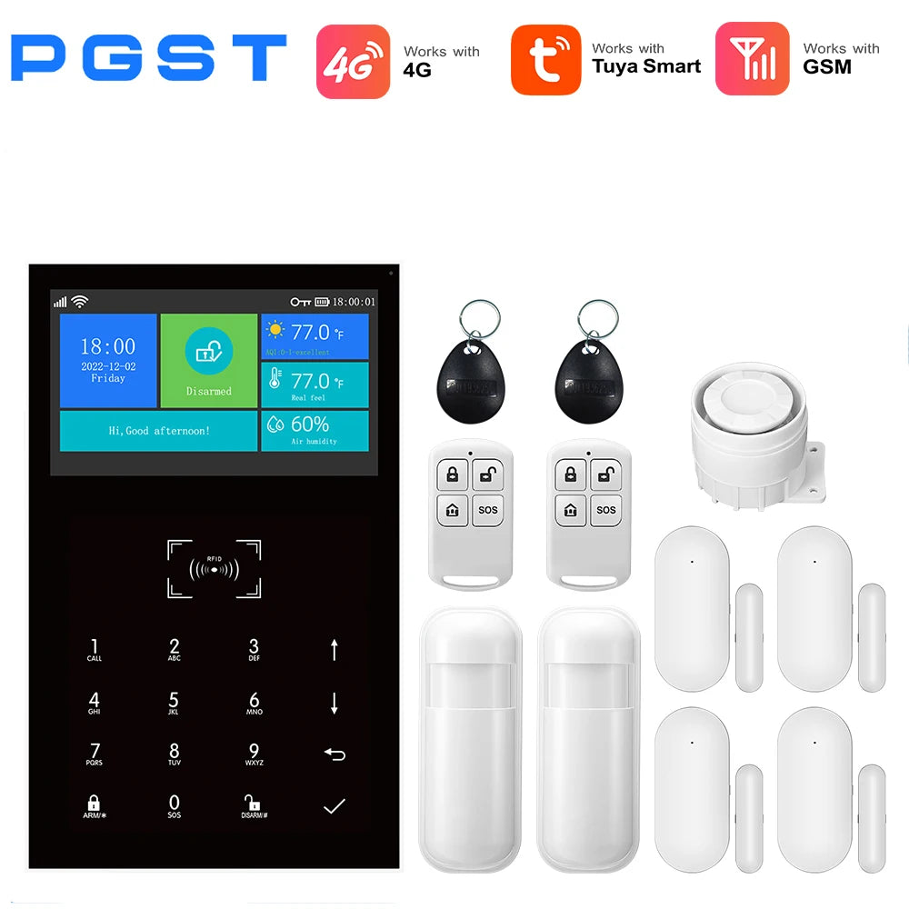 4G Smart Alarm Security System | Tuya App-Controlled Protection Kit 4G-C EU Plug Tidesmit