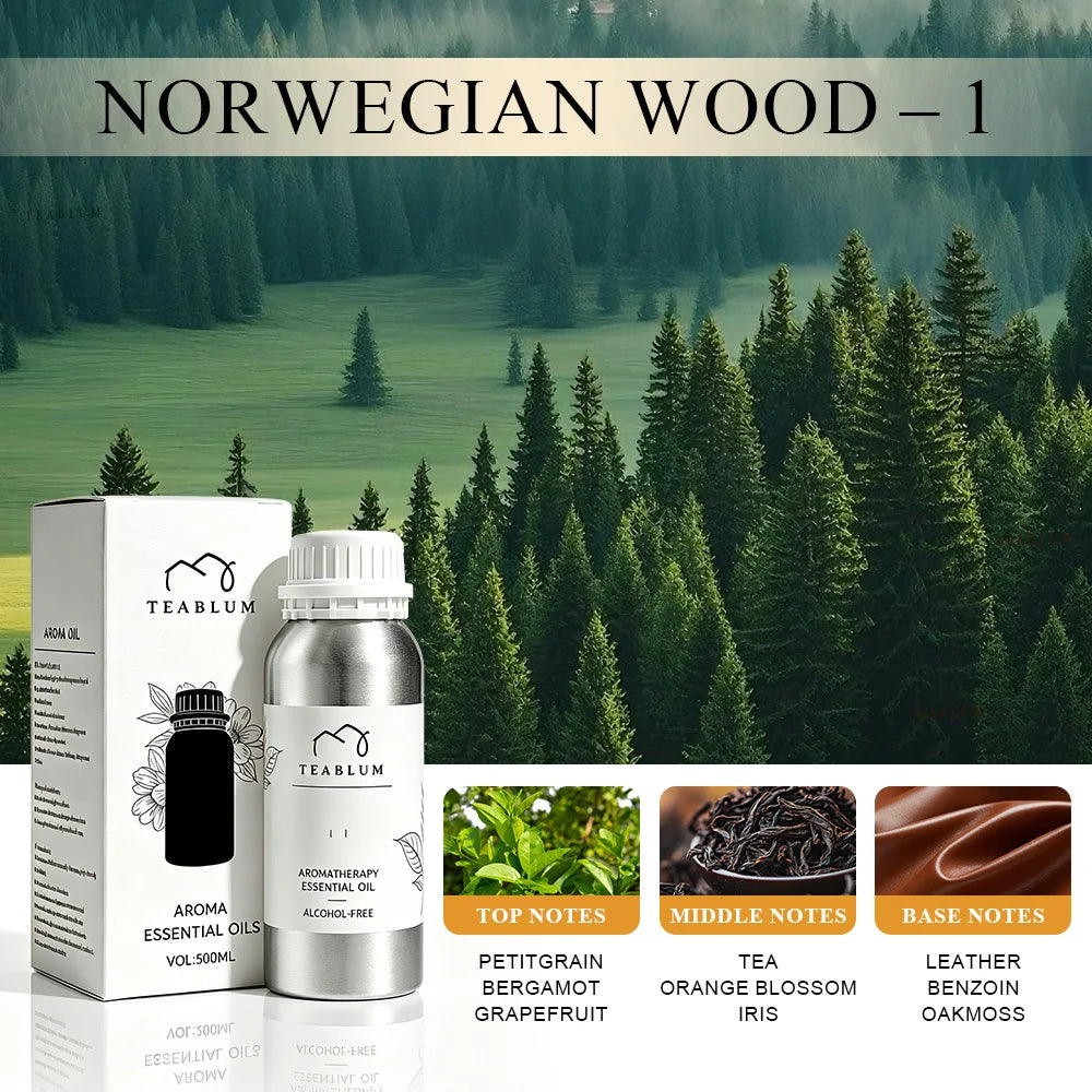 TEABLUM 500ML Aromatic Hotel Essential Oil Hotels Home Air Freshener Pure Plant Essential Oil Alcohol Free for Electric Diffuser