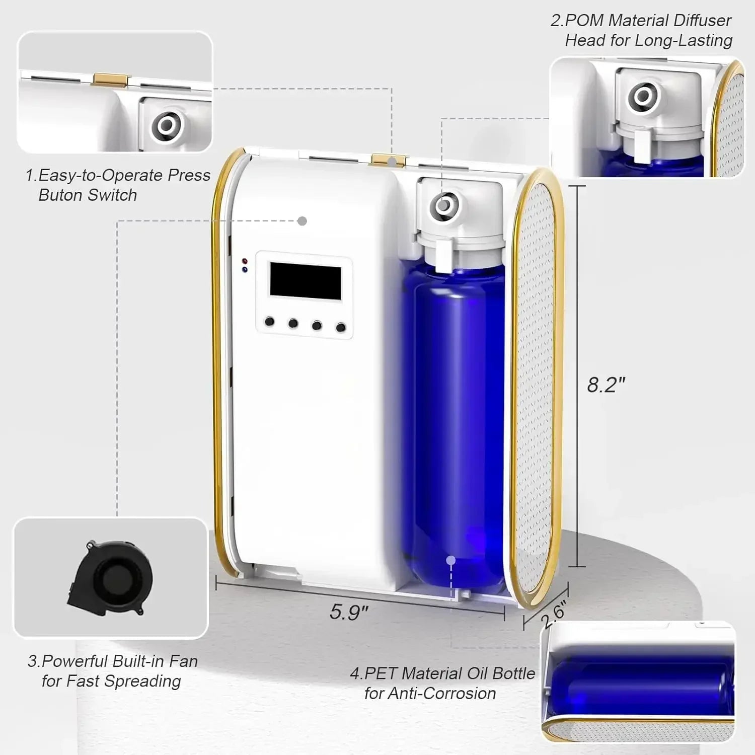 Bluetooth Waterless Fragrance Diffuser Smart Machine for Home Essential Oil Diffuser 1500 Sq Ft Coverage Scent Air Diffuser