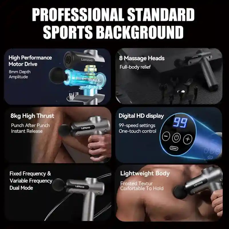 Deep Tissue Massage Gun - 8 Heads Electric Muscle Relief Device Body Shaping Massage Equipment Tidesmit