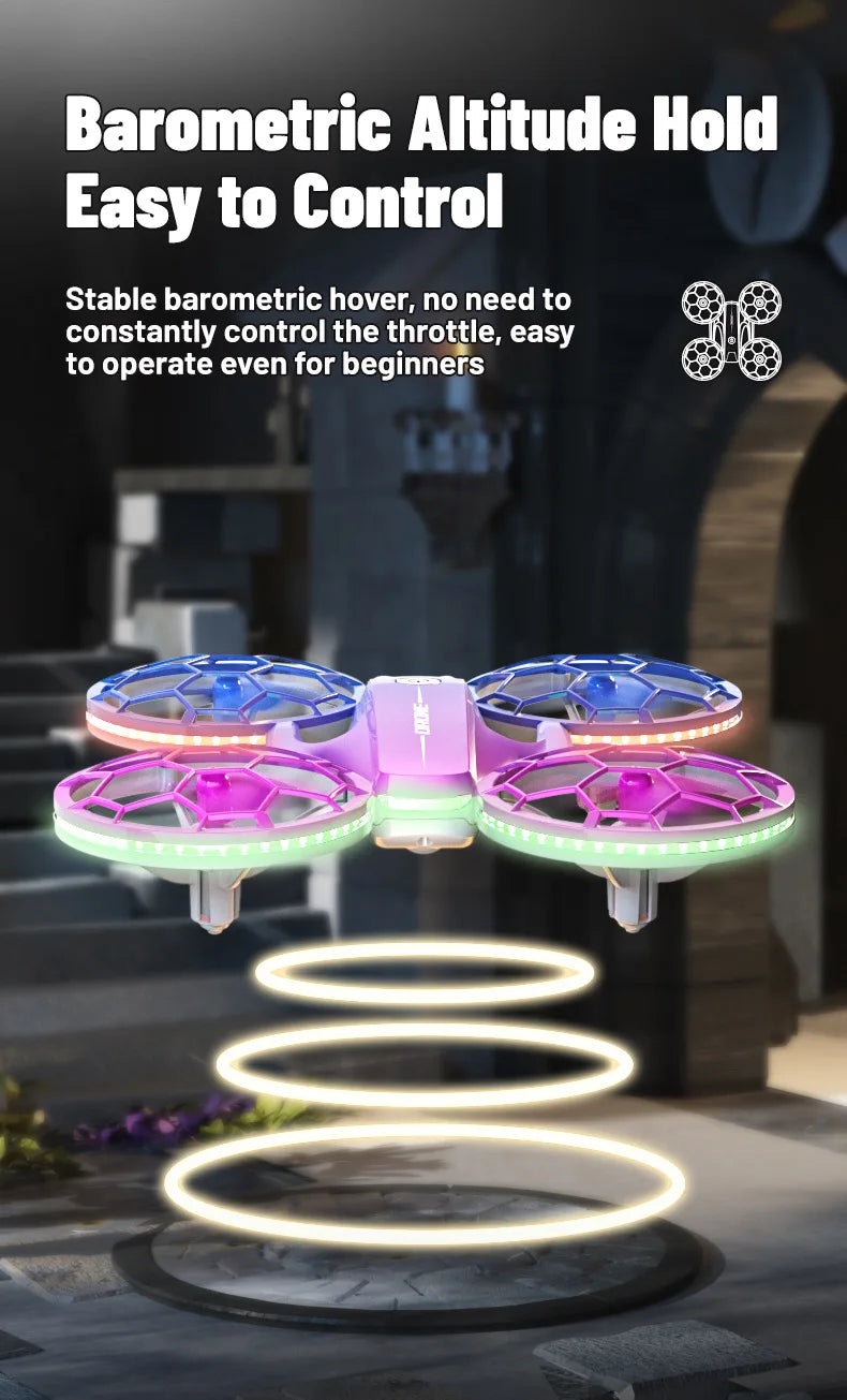 RC Stunt Drone for Kids with LED Lights - Durable Quadcopter Blue/Red/Violet Tidesmit