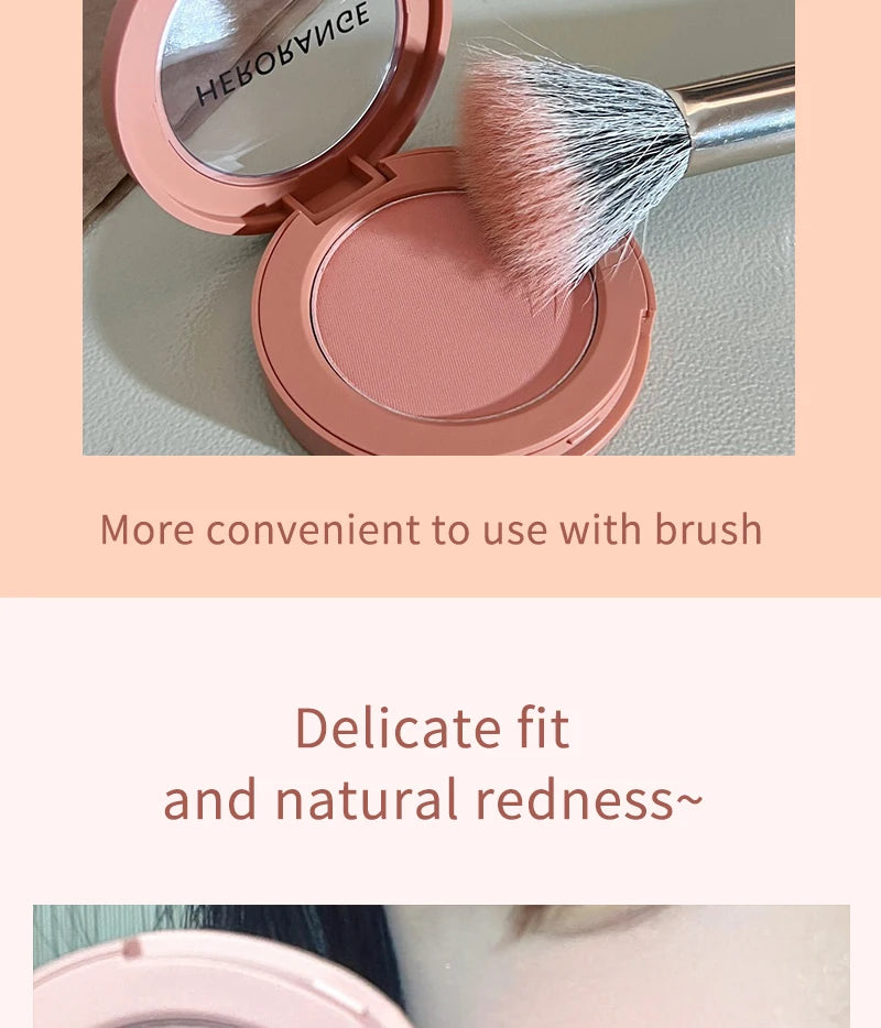 Tidesmit HerorangeHR402 monochromatic matte peach blush texture close-up for natural waterproof long-lasting face makeup
