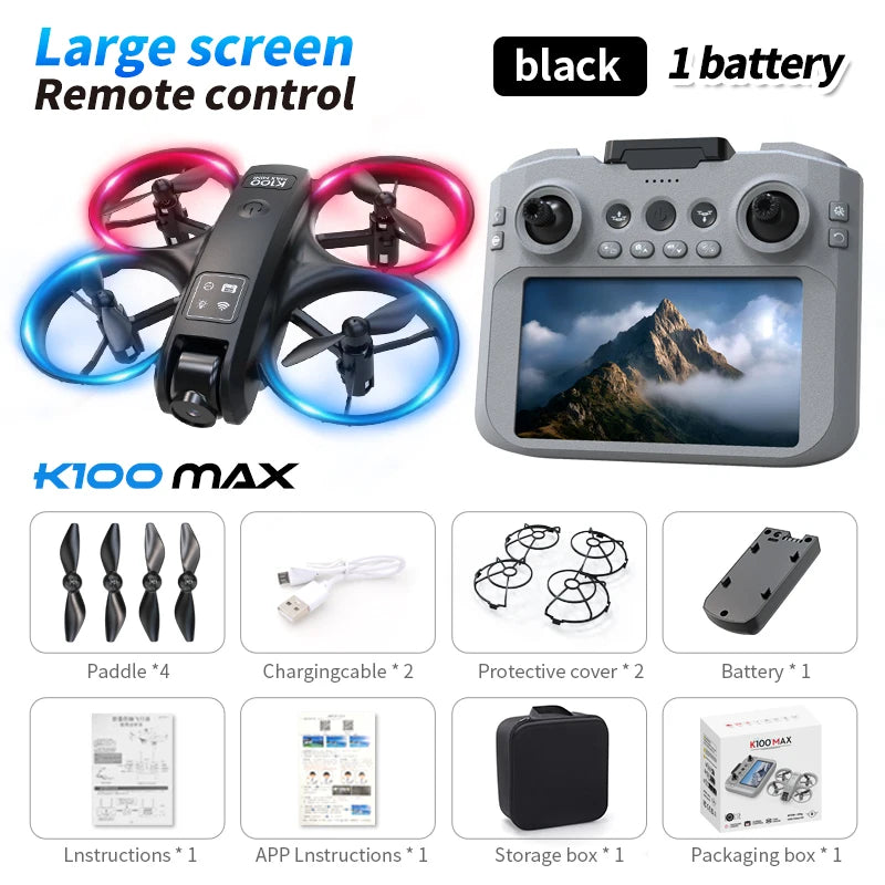 Mini Foldable Camera Drone with 4K Video - Compact Beginner Quadcopter 4.3in Camera Black Tidesmit