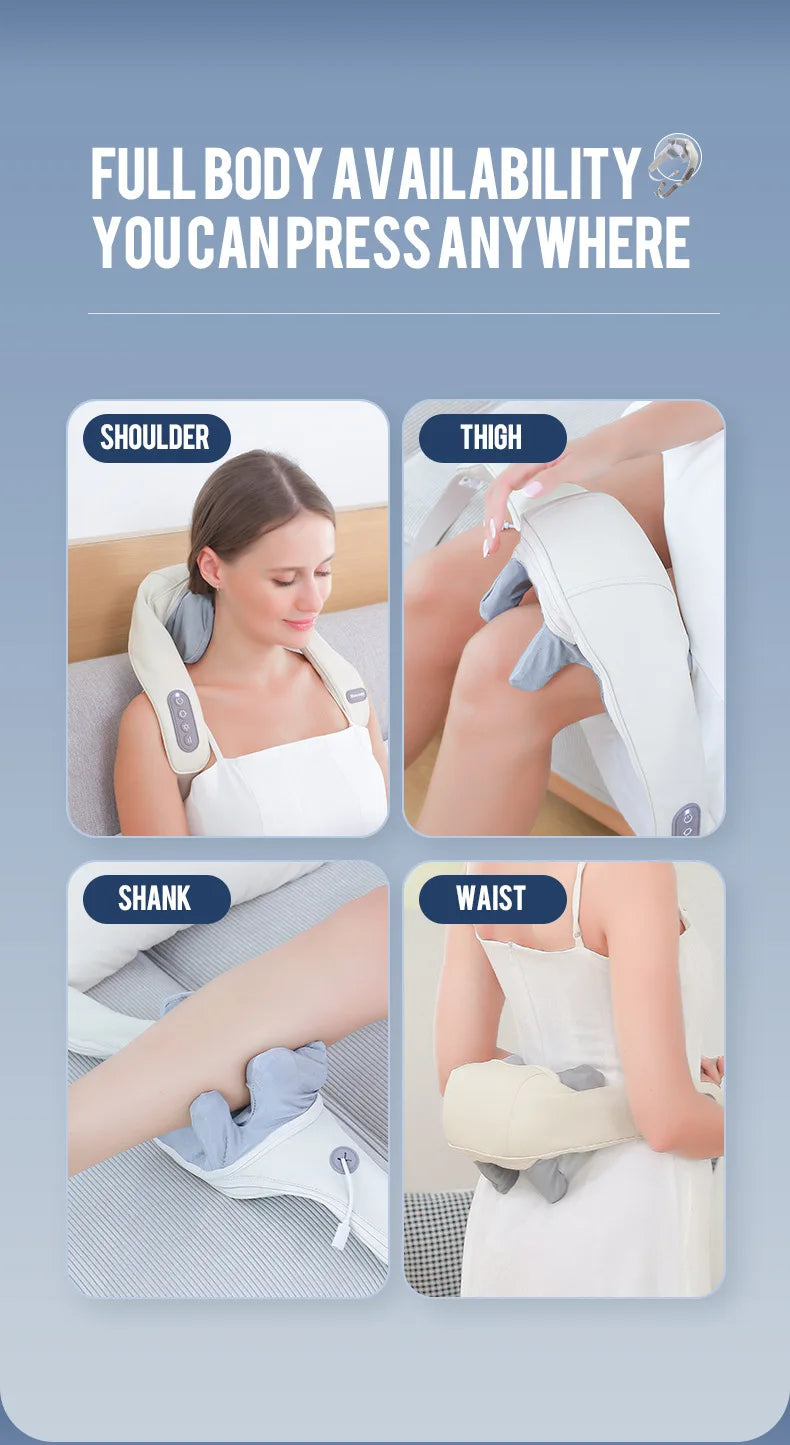 Wireless Electric Neck and Shoulder Massager with Heat Therapy Back Massage Instrument Tidesmit