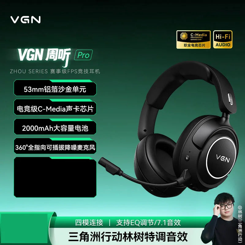 Wireless Gaming Headset with Active Noise Cancellation - Tidesmit Pro Pro Black Tidesmit