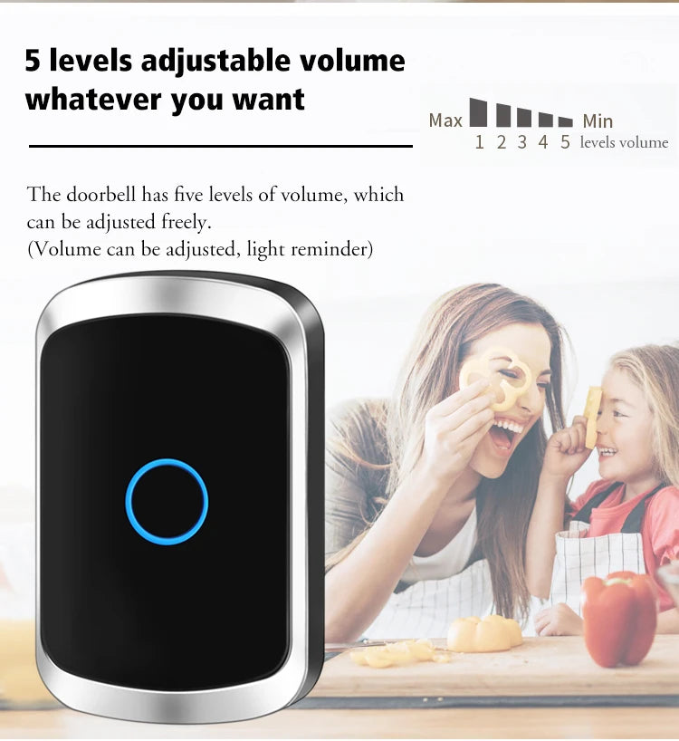 Self Powered Waterproof Wireless Doorbell Smart Home Without Battery Doorbell With Ringtone 150M Remote Receiver Bell