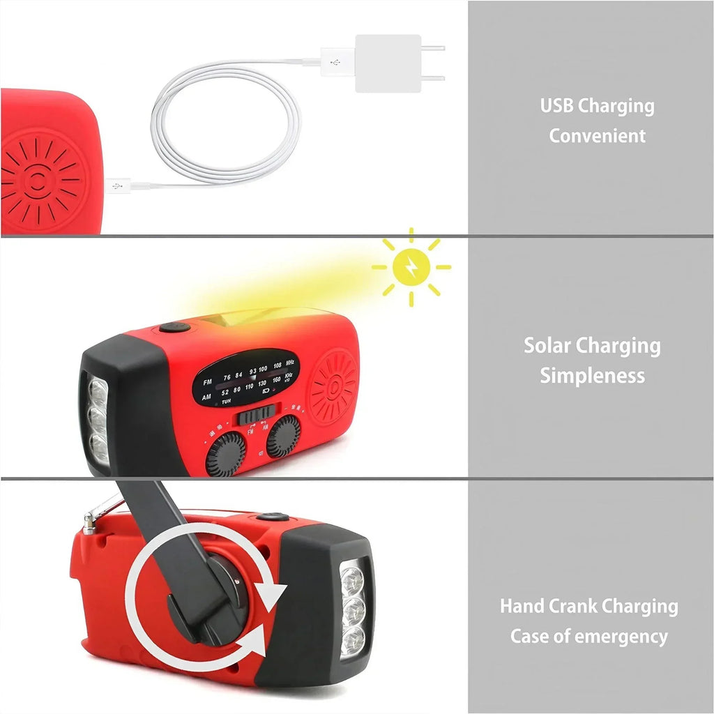 STONEGO 2000mA Outdoor Emergency Radio Portable Power Generation Radio Disaster Prevention Solar Hand Crank Radio AM/FM Radio