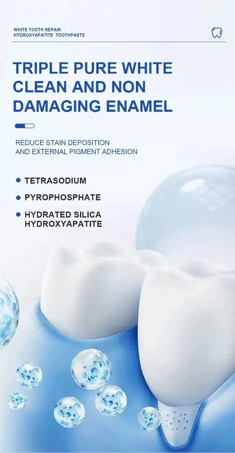Tidesmit 120g hydroxyapatite whitening toothpaste for plaque removal, gum health, and fresh breath.