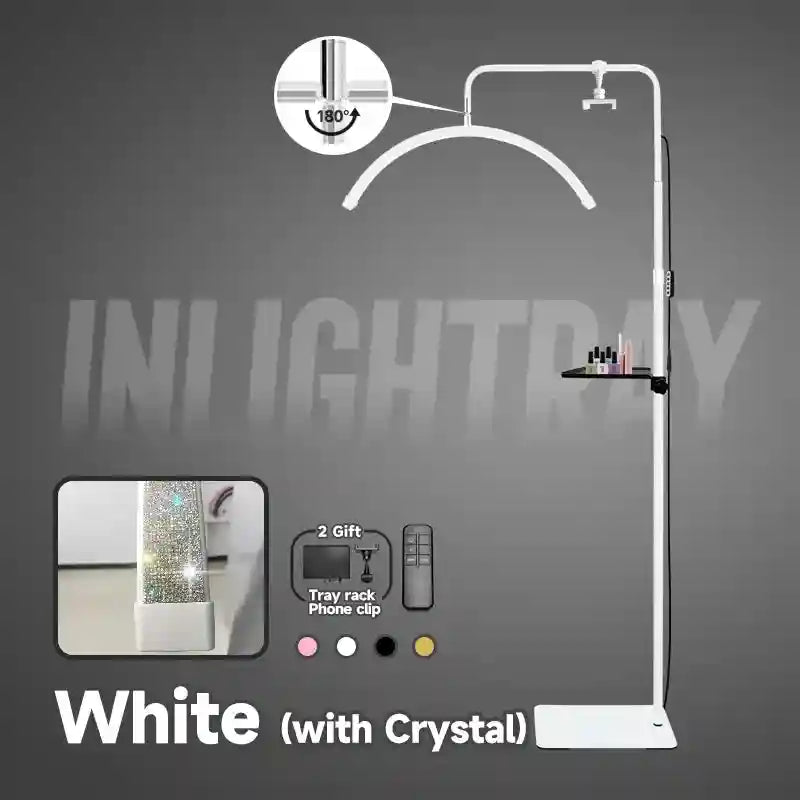 Half Moon Floor Lamp for Eyelash Extensions - Adjustable LED Salon Light White Crystal China Mainland Tidesmit