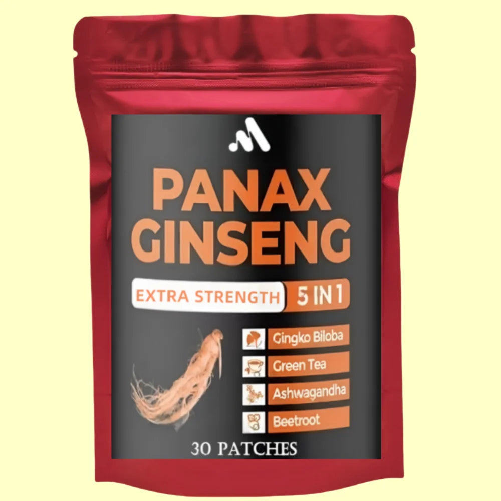 Tidesmit Red Panax Ginseng and Ginkgo Biloba 30 patches for energy, mental focus, and performance for men and women.