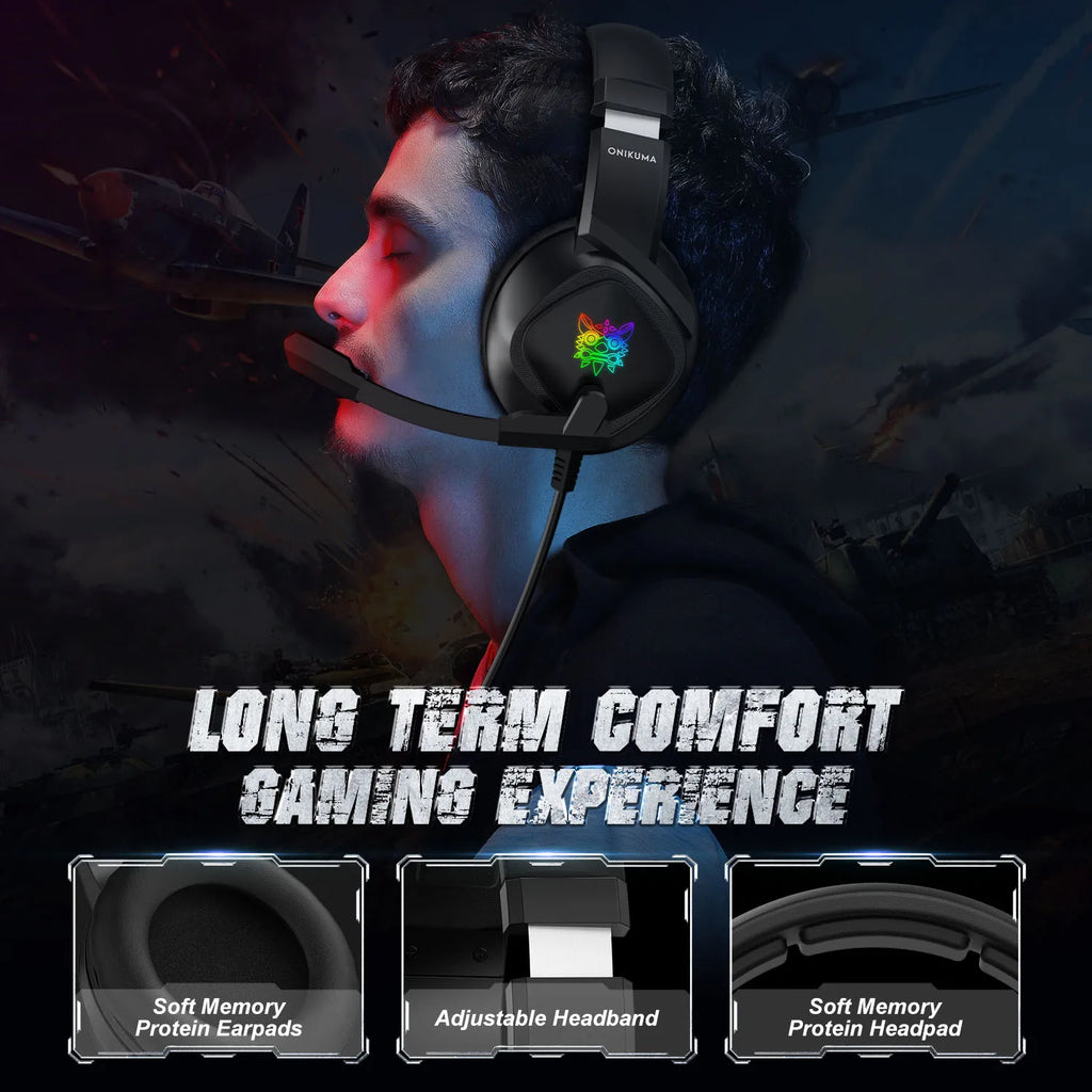 Wired Gaming Headset with Noise Canceling Mic & RGB - K19 Model Tidesmit