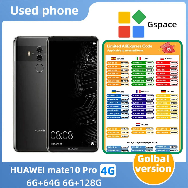 Huawei Mate10 Pro 4G SmartPhone Battery capacity 4000mAh 12MP Camera original used phone