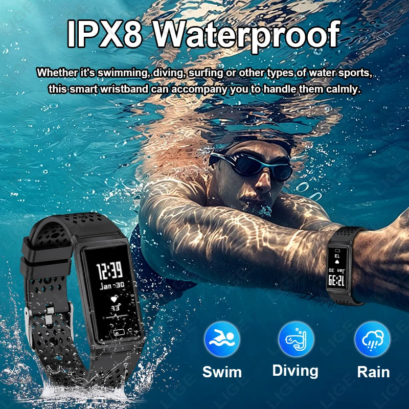 LIGE 4.9MM Ultra-Thin Fashion Men Women Smart Bracelet Sports Fitness Tracker Heart Rate Health Monitor Waterproof SmartWatch