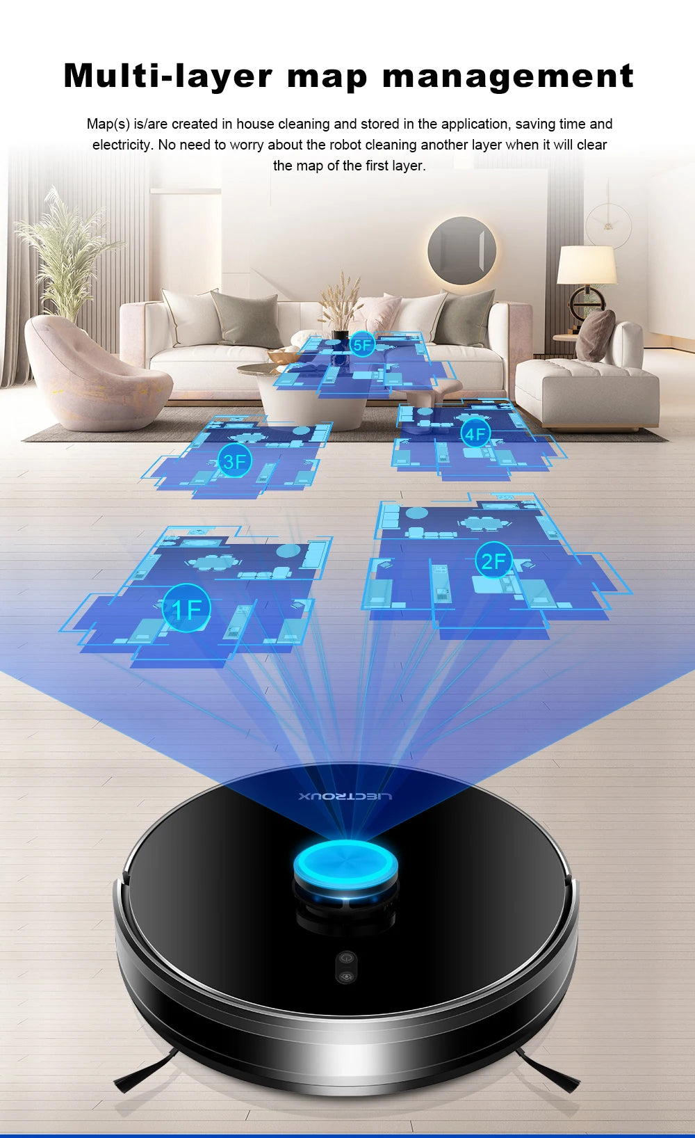 Tidesmit Liectroux LILIN X6 robot vacuum with laser mapping, multi-floor navigation, and restricted area settings