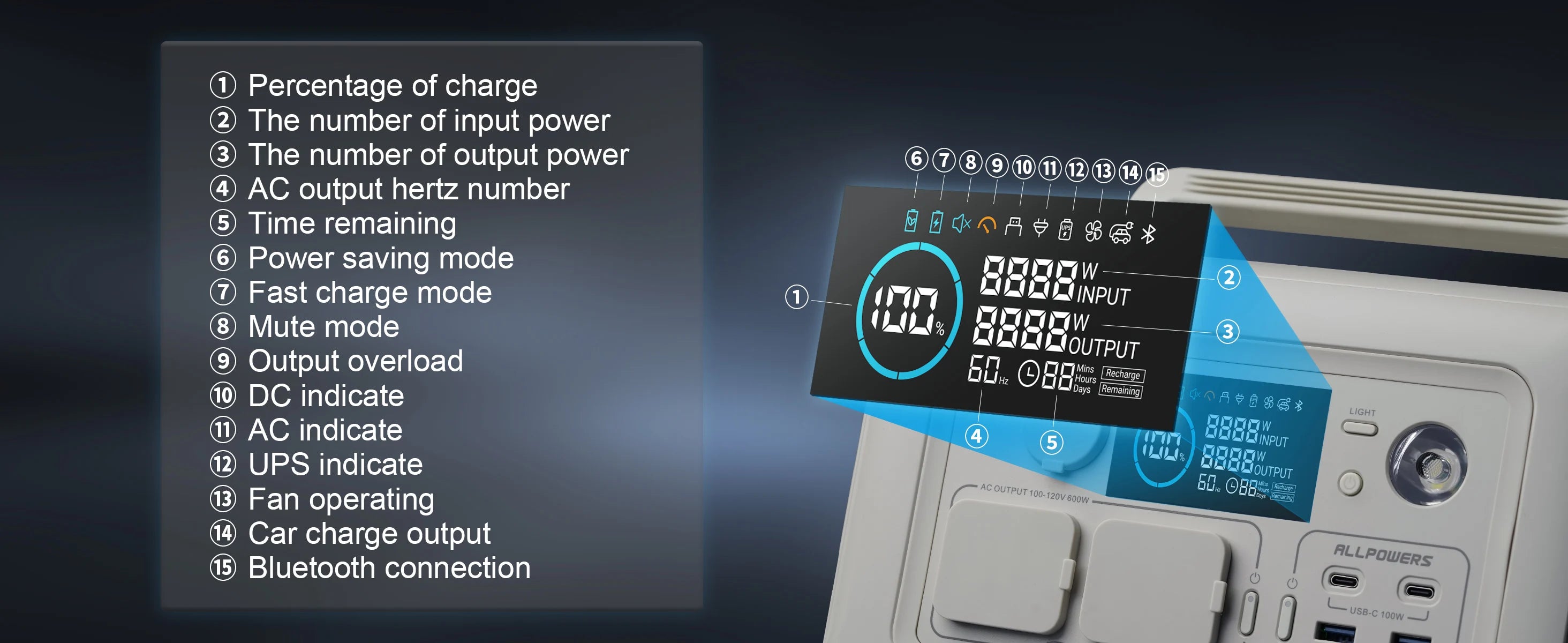 Portable Power Station 299Wh 600W LiFePO4 Battery for Travel Tidesmit