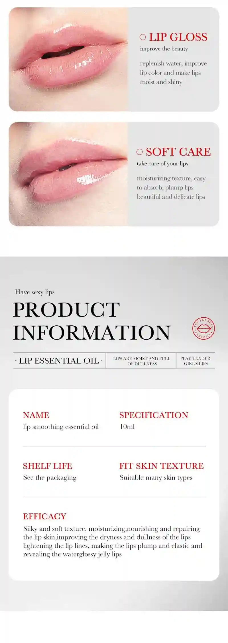 Lip Plumping Serum with Hyaluronic Acid - Hydrating Lip Care Treatment Lip Care Tidesmit