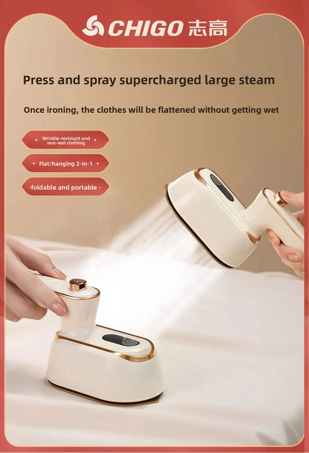 Tidesmit portable handheld steam iron for efficient wet and dry garment care and quick home clothes ironing