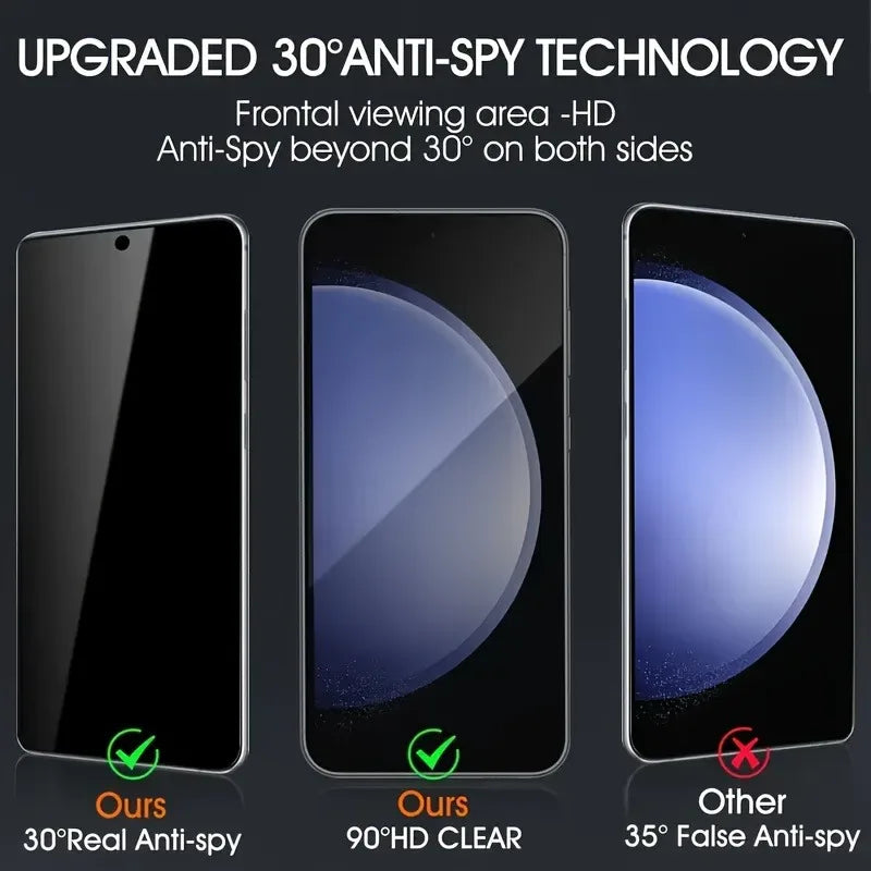 Privacy Tempered Glass Screen Protector for Samsung Galaxy - 3-Pack Tidesmit