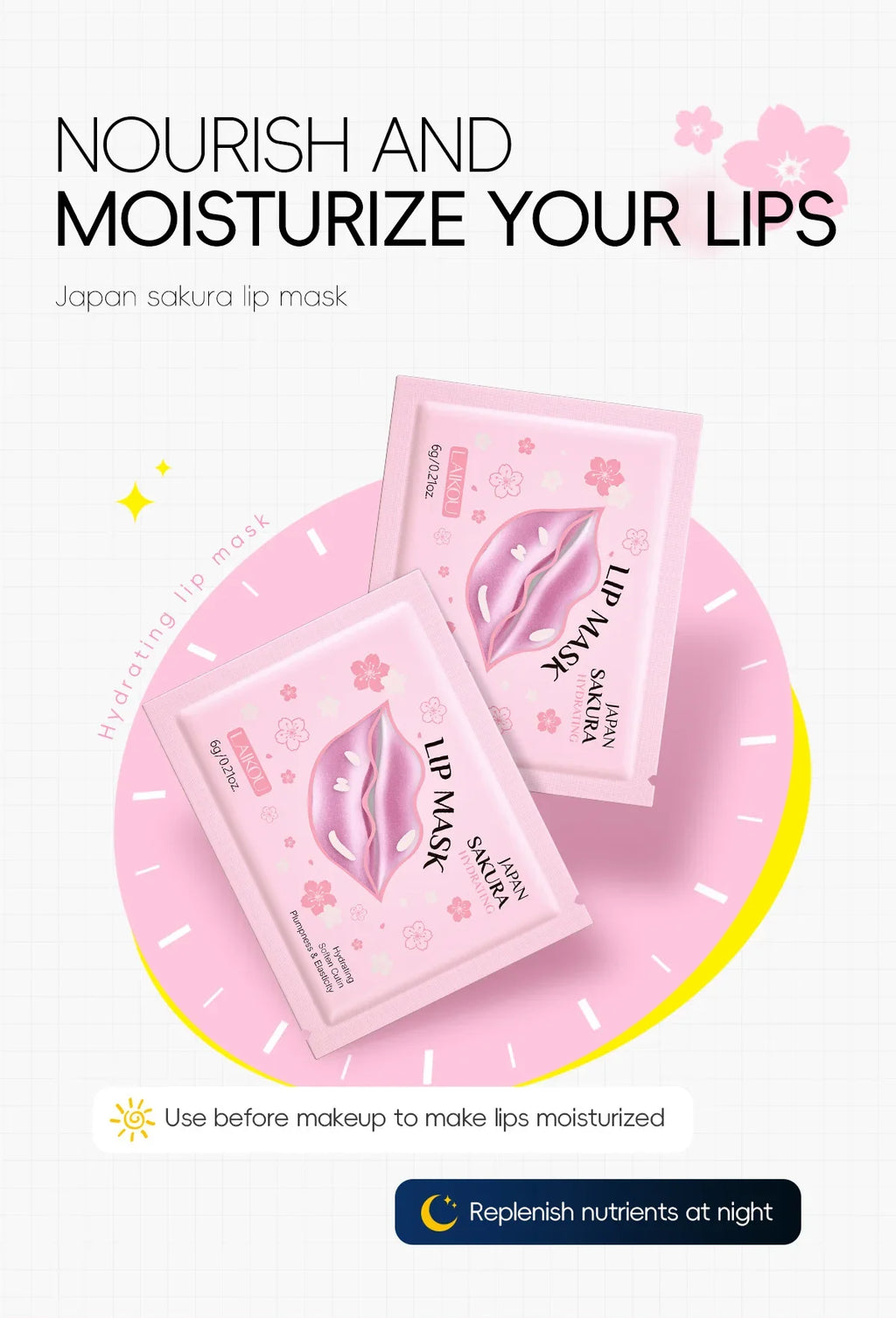 Hydrating Lip Mask Patches - Nourishing Gel Lip Care Treatment (10 Pack) Lip Care Tidesmit