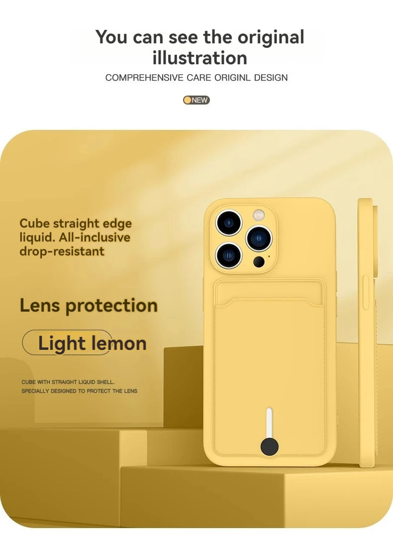 iPhone 16 Case with Card Slot - Slim TPU Shock-Absorbing Protective Cover Tidesmit