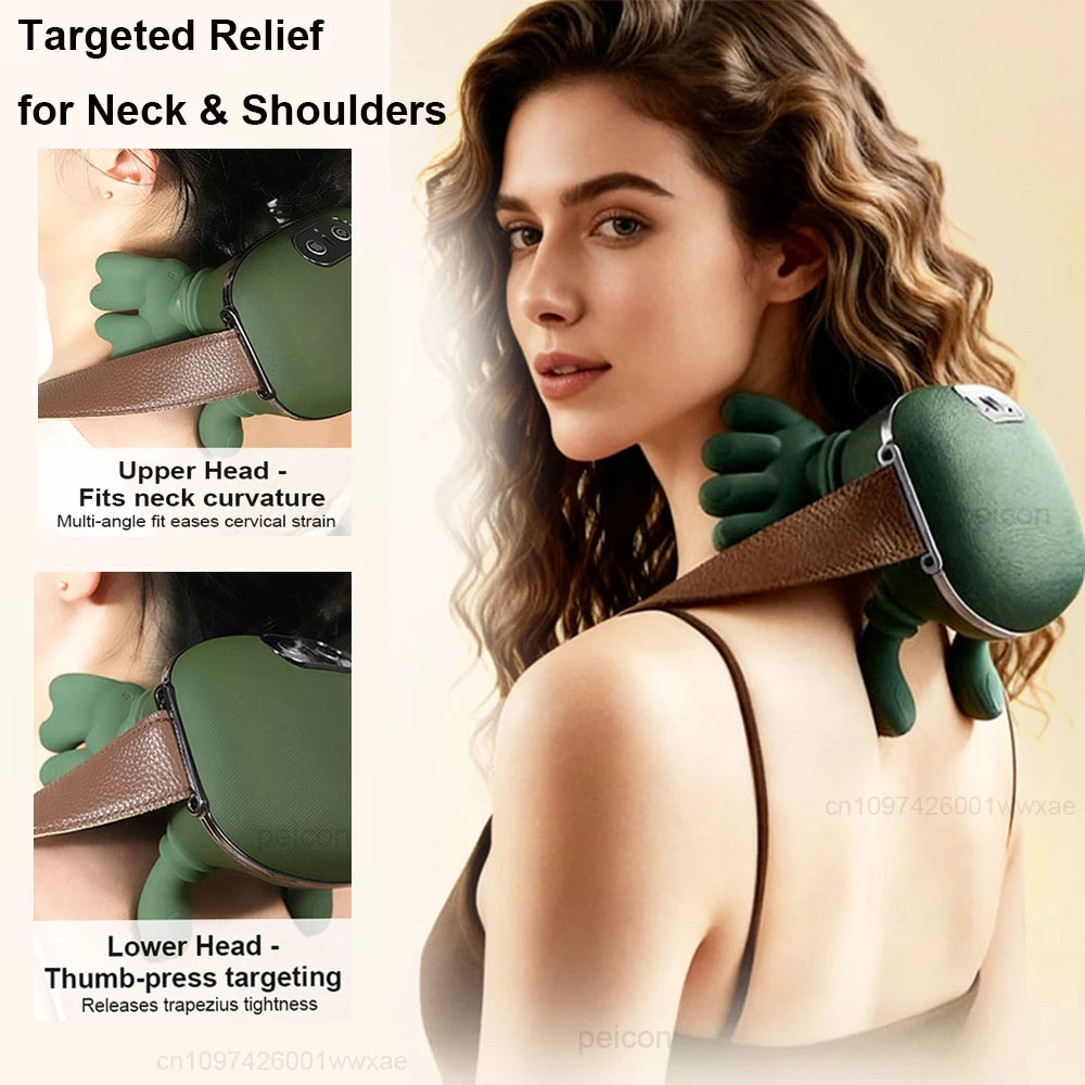 Electric Neck Massager: 4D Deep Tissue Kneading Tool (Green) Relaxation Treatment Tidesmit