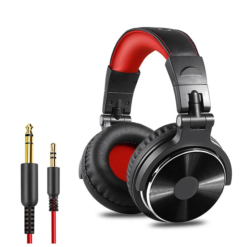 Wired Studio Headphones with Mic, 50mm Drivers - Red/Black or Black Tidesmit