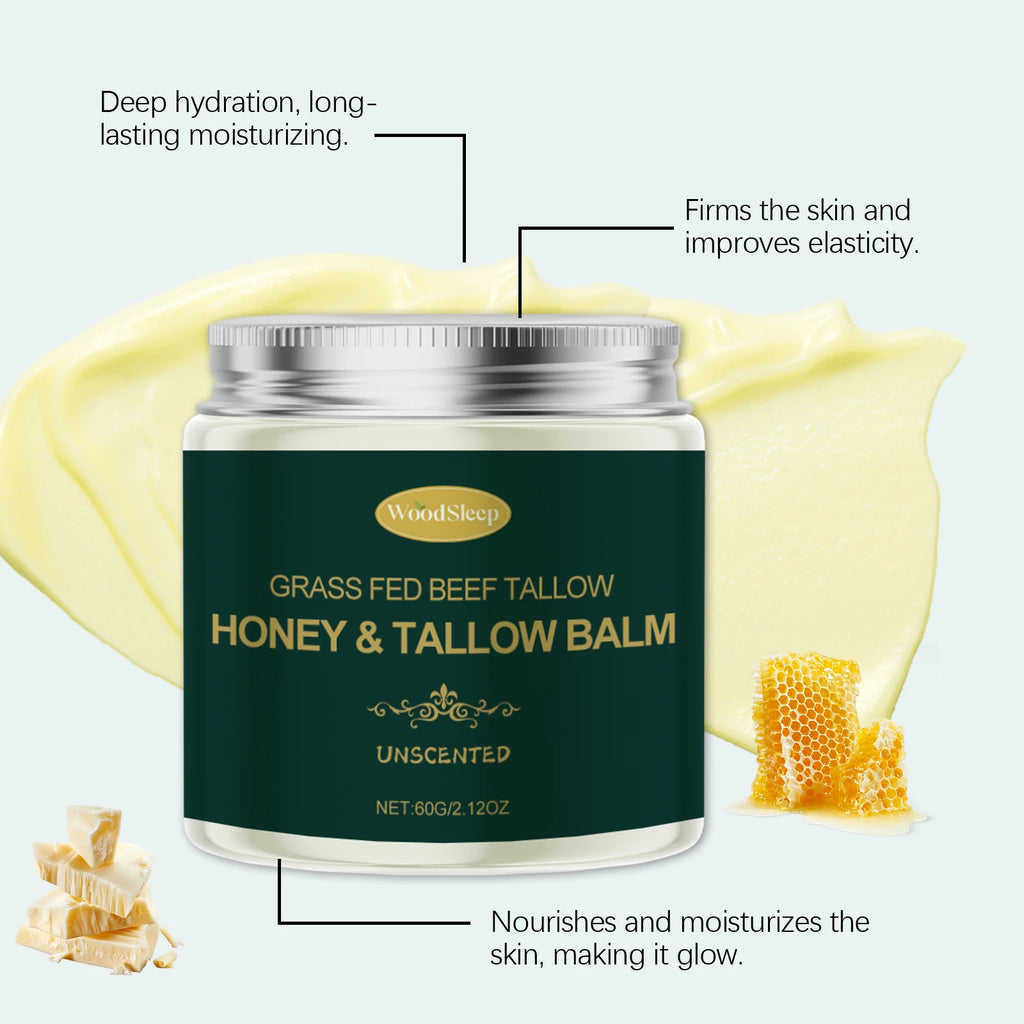 Beef Tallow Honey Face Cream Moisturizing Hydrating Nourishing For Dry Skin Gentle Skin Friendly Daily Facial Care All Skin 60G
