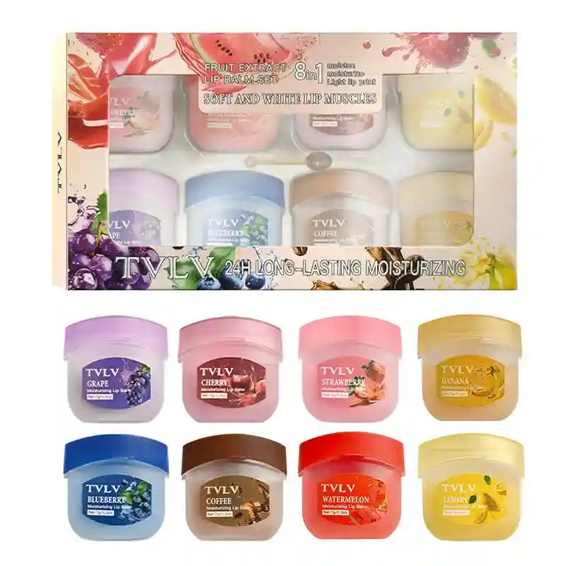 Fruit Lip Balm Set - Moisturizing Lip Care Treatment (8Pcs) Lip Care Set Tidesmit