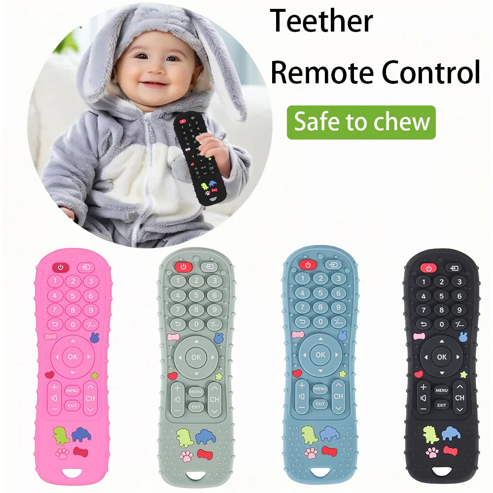 Soft Silicone Teether in Remote Control Shape Ideal Soft Teething Toy for Babies Perfect Children's Holiday Gift