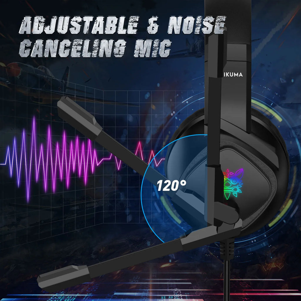 Wired Gaming Headset with Noise Canceling Mic & RGB - K19 Model Tidesmit