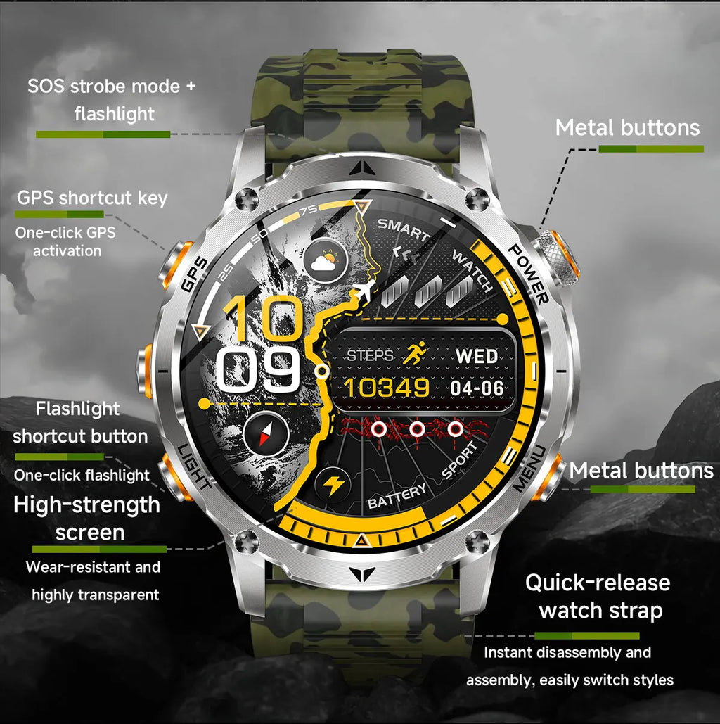 New T-Rex3 Ultra Smartwatch 1100mAh Battery GPS Compass IP69K Waterproof Outdoor Sports Tracker Military Grade Watch