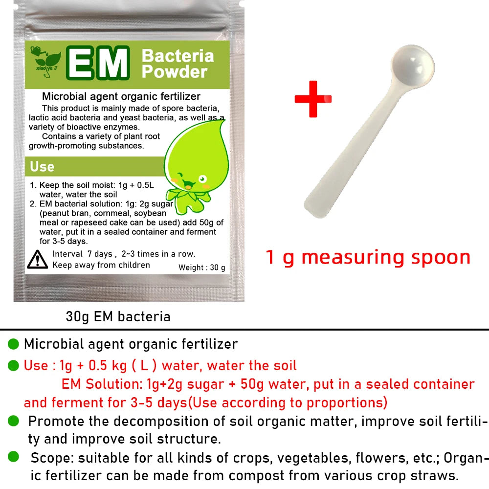30g EM Bacteria Powder DIY Effective Microorganisms Organic Fertilizer Dispose Of Food Waste & Crops