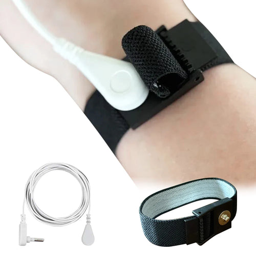 Tidesmit anti-static wrist strap with black adjustable fabric band, white grounding cord, and metal snap connector.