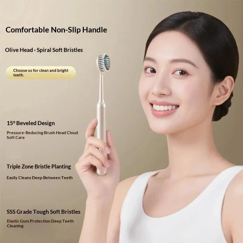Soft Bristle Toothbrush 4 Pcs Convex Mountain Head, Deep Cleaning Adult Daily Oral Care, Home Toothbrush Set for Sensitive Gums