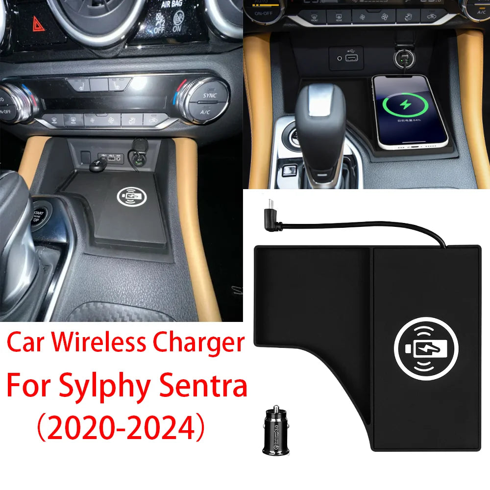 Wireless Car Charger Pad for Nissan Sylphy Sentra 2020-2025 LHD Tidesmit